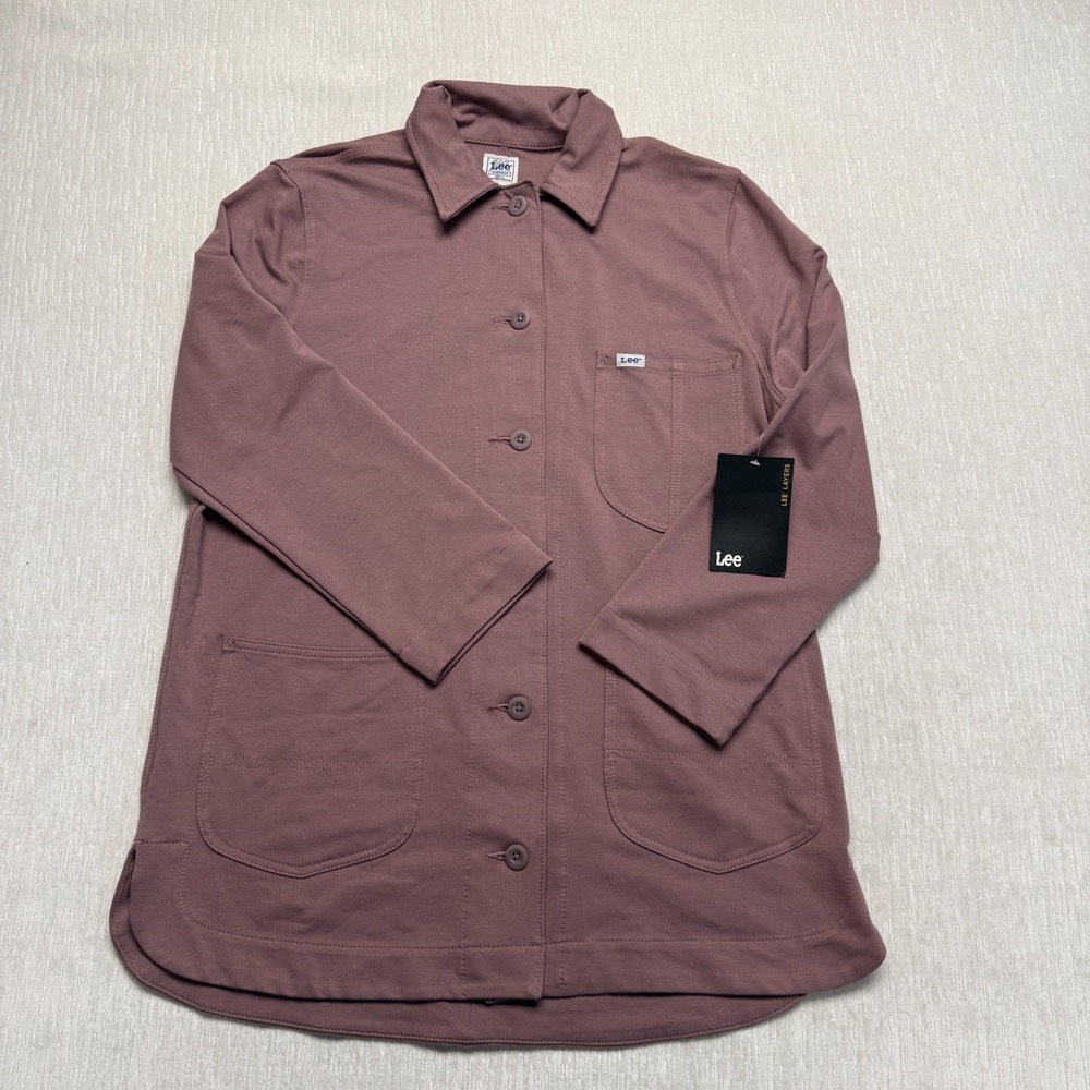 Lee Layers Chore Duster Jacket Women Medium Dreamy Mauve Cotton Stretch Workwear